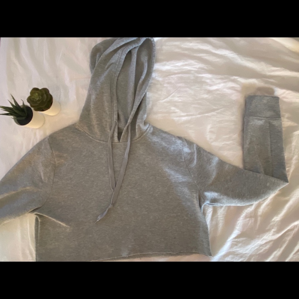 GREY Crop Top Hoodie~